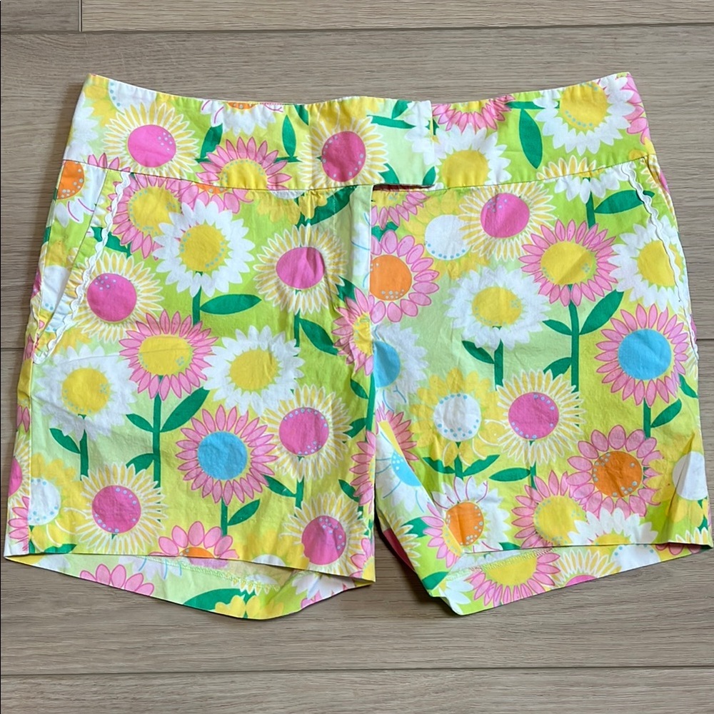 Lilly Pulitzer Sunflower Daisy Flower Print Women’s Cotton Shorts Size 4 Pink
